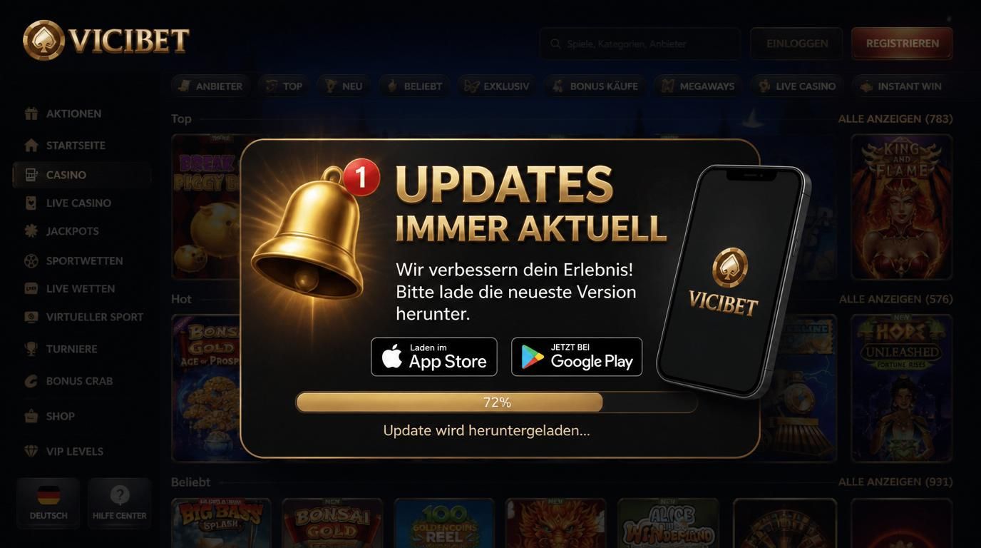Ein Display zeigt App-Update pro Plattform, Ladebalken, Icons von Android/iOS